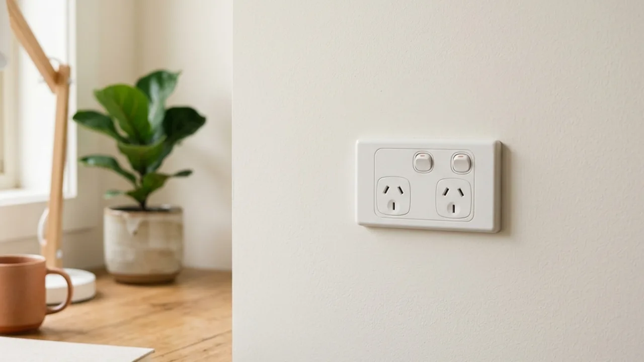 Finished Australian double power point in a home-office setting